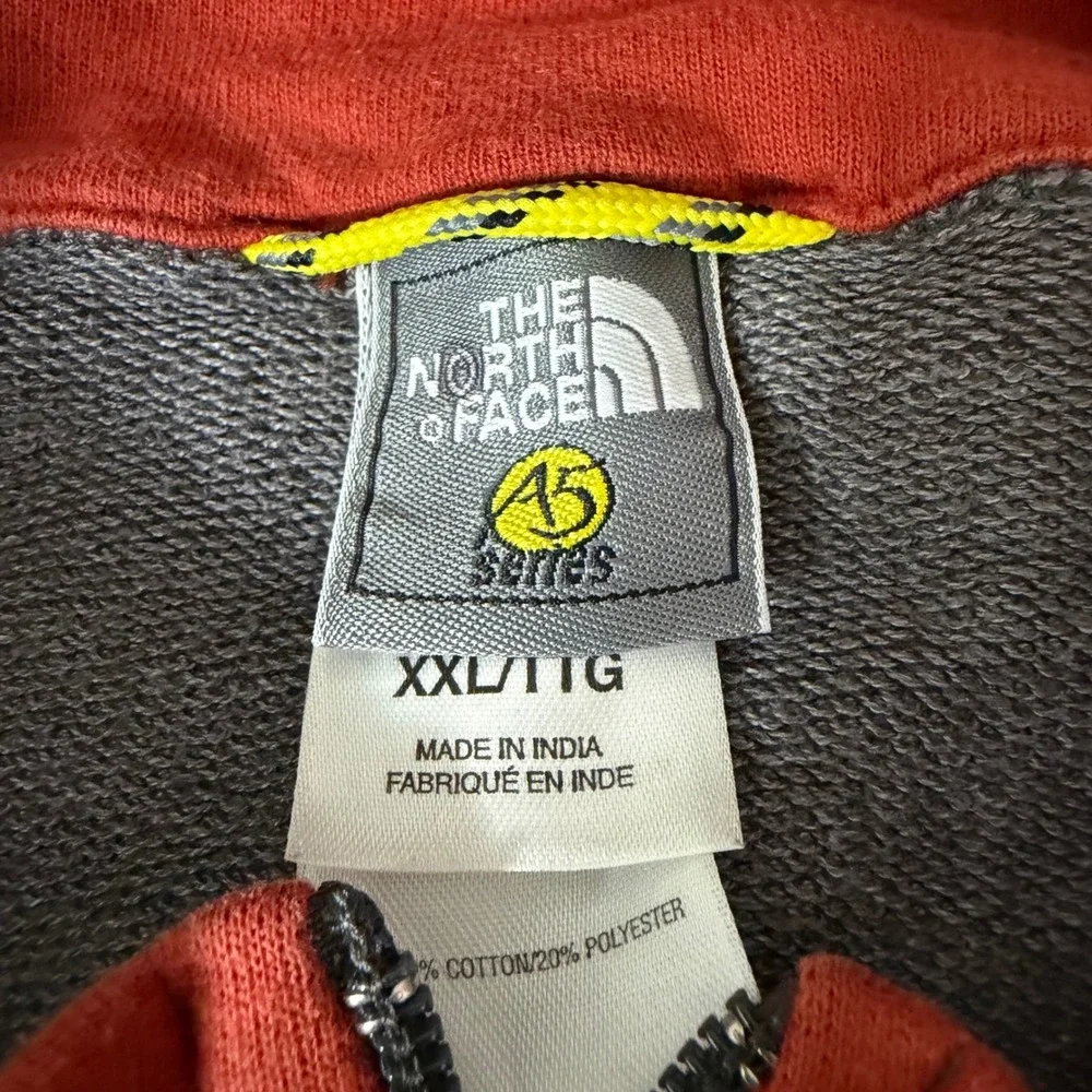 The North Face A5 Series Mens XXL 1/4 Zip‎ Pullover Grey Orange Logo Sweatshirt